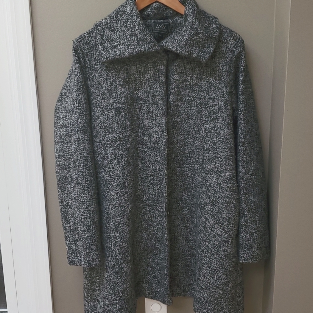 UBU button coat, black and white, SIZE M